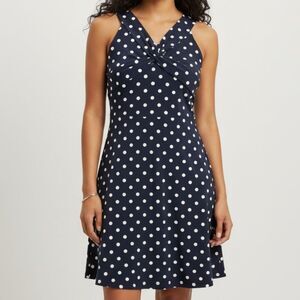 Ann Taylor Loft Dark Navy Polka Dot Dress Size 6